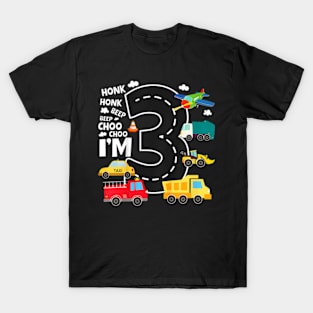 Kids 3 Year Old Transportation Birthday Boy 3Rd Truck Car T-Shirt